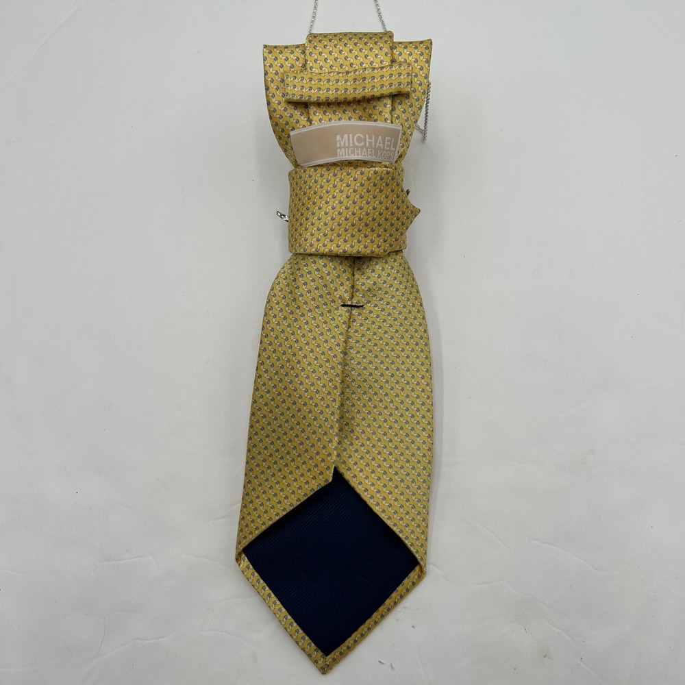Michael Kors Upcycled Silk Tie Statement Necklace & Beaded Hoop Earring Set Blue - Picture 5 of 12